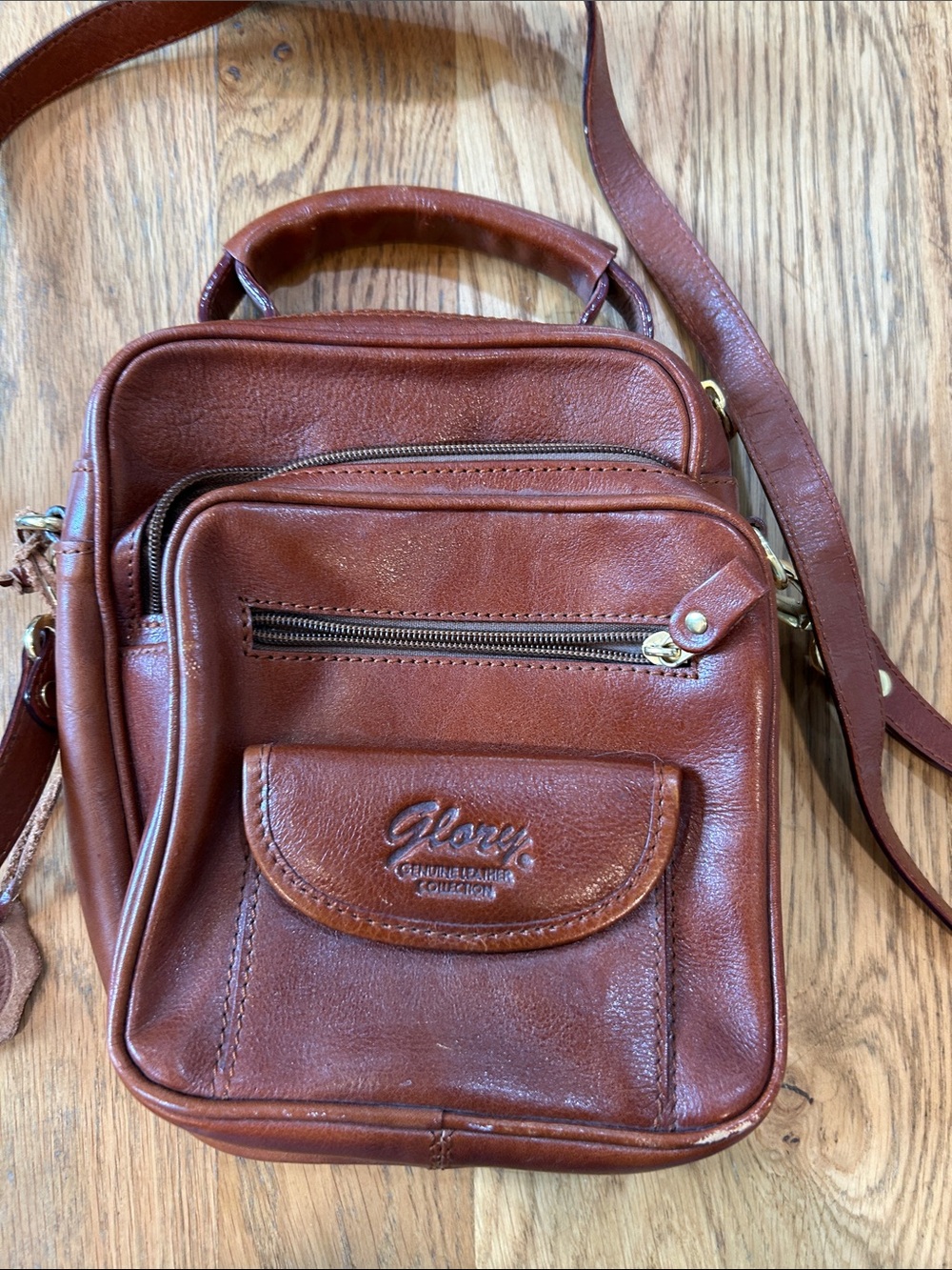 Brown Leather Compact Shoulder Bag